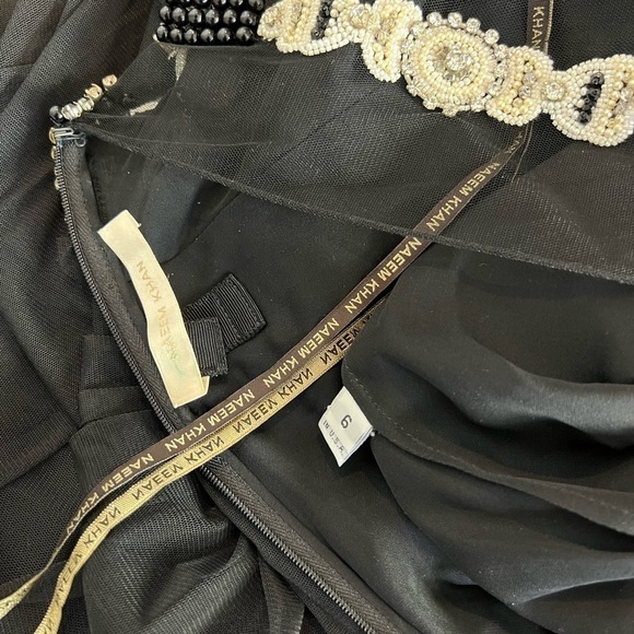 Naeem Khan gown embellished with allover embroidery Round neckline; open back - Picture 5 of 7